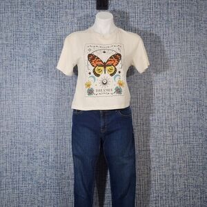 Cream Butterfly Graphic Tee Size XS